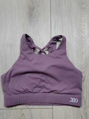 Mauve High-Neck Sports Bra with Crossback Straps